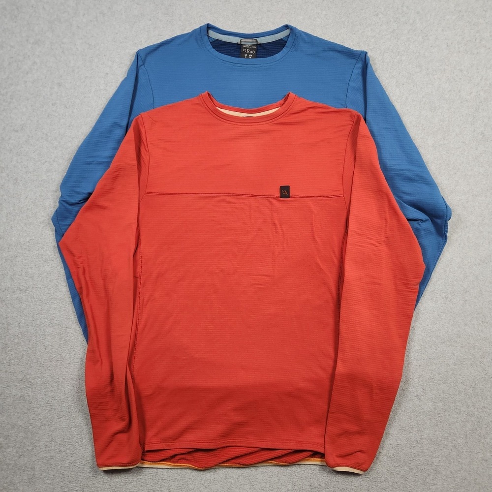 RAB Shirt Small Blue Orange Set of 2 Dihedral Crew Thermal Base Layer Hiking